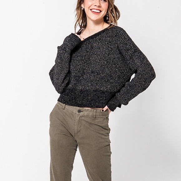 ♦️BLACK LUREX CHENILLE ROUND NECK SWEATER - Picture 4 of 7